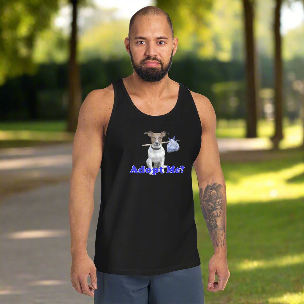 "Adopt Me?" Dog Lovers 100% cotton Tank Top by Mighty Shirt