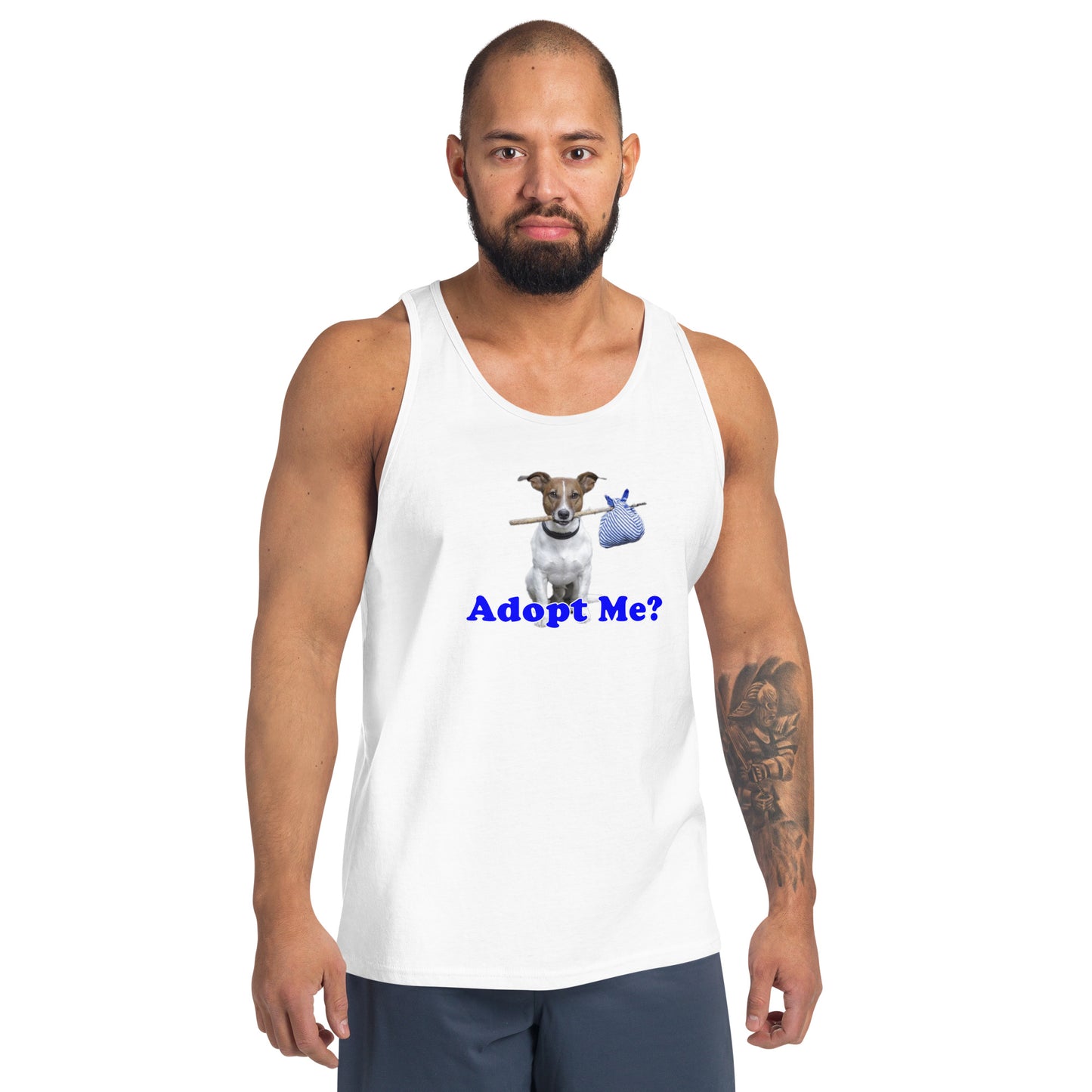 "Adopt Me?" Dog Lovers 100% cotton Tank Top by Mighty Shirt