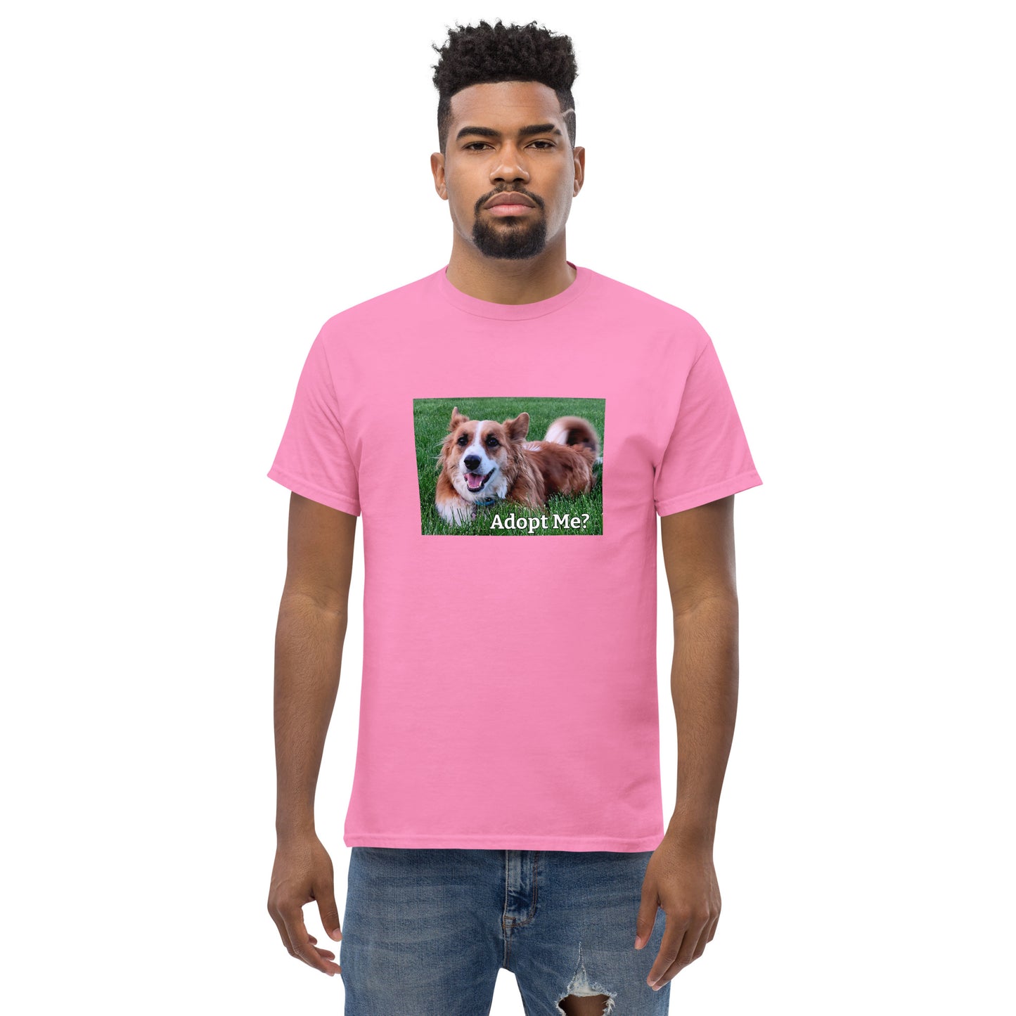 "Adopt Me?" Dog Lover Unisex Cotton classic T-Shirt by Mighty Shirt