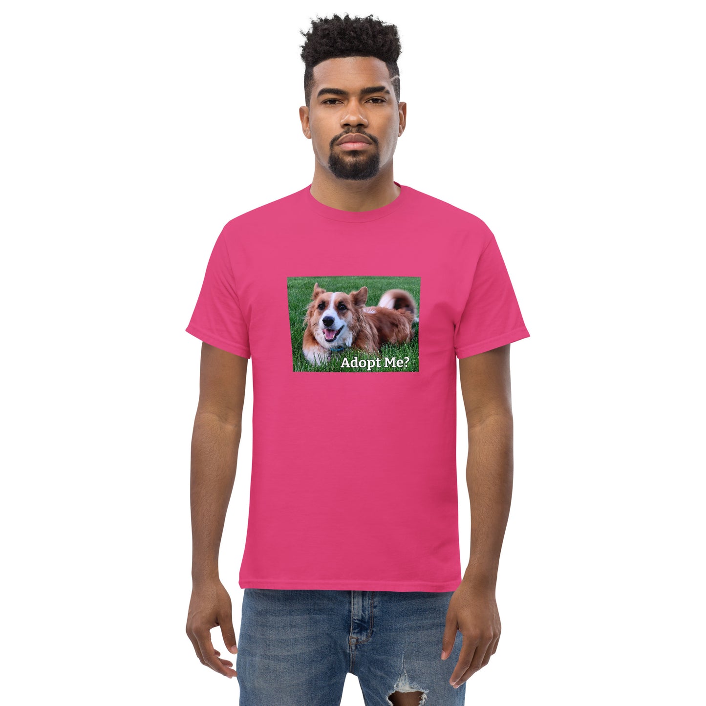 "Adopt Me?" Dog Lover Unisex Cotton classic T-Shirt by Mighty Shirt
