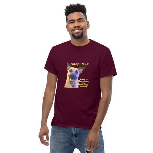 "Adopt Me? Love is a Fur-Ever Home" Unisex cotton T-Shirt