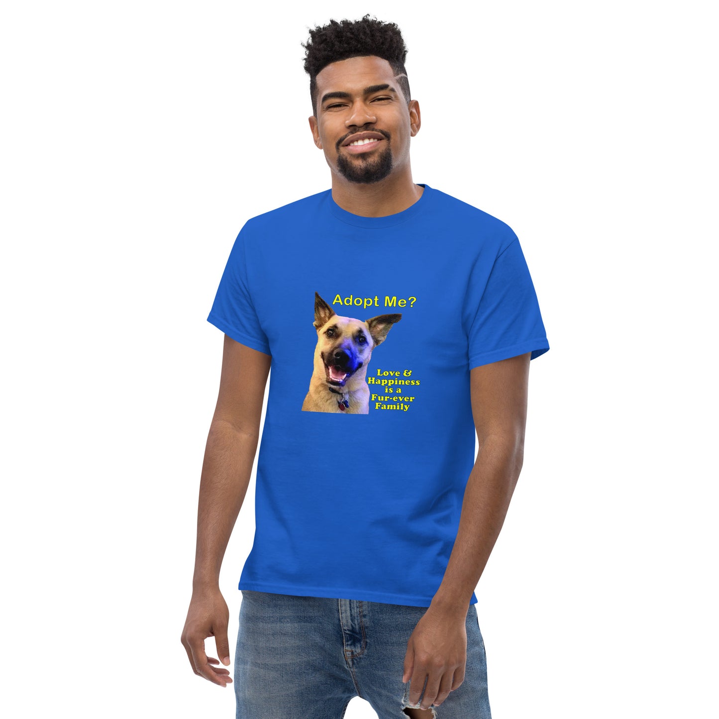 "Adopt Me? Love is a Fur-Ever Home" Unisex cotton T-Shirt