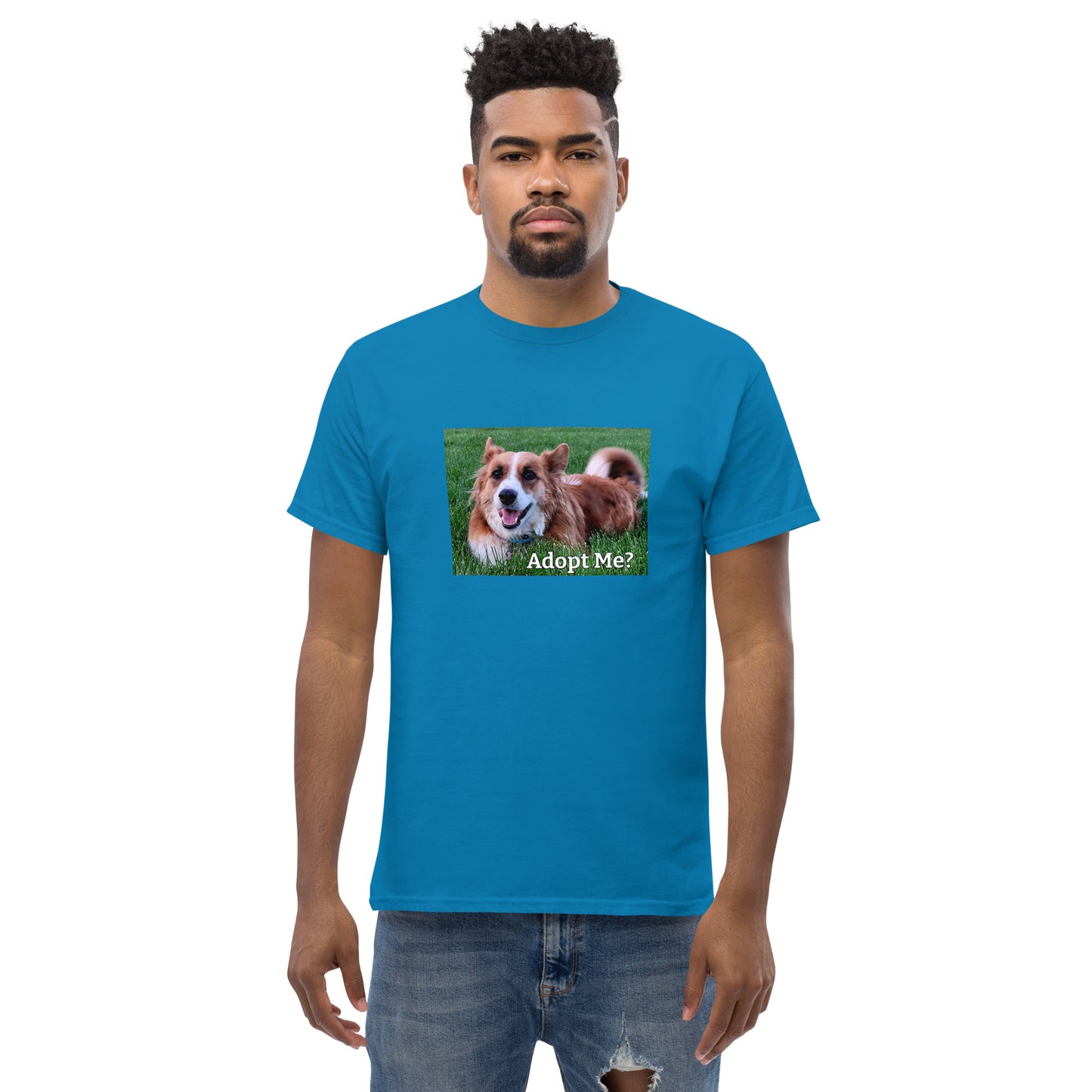 "Adopt Me?" Dog Lover Unisex Cotton classic T-Shirt by Mighty Shirt