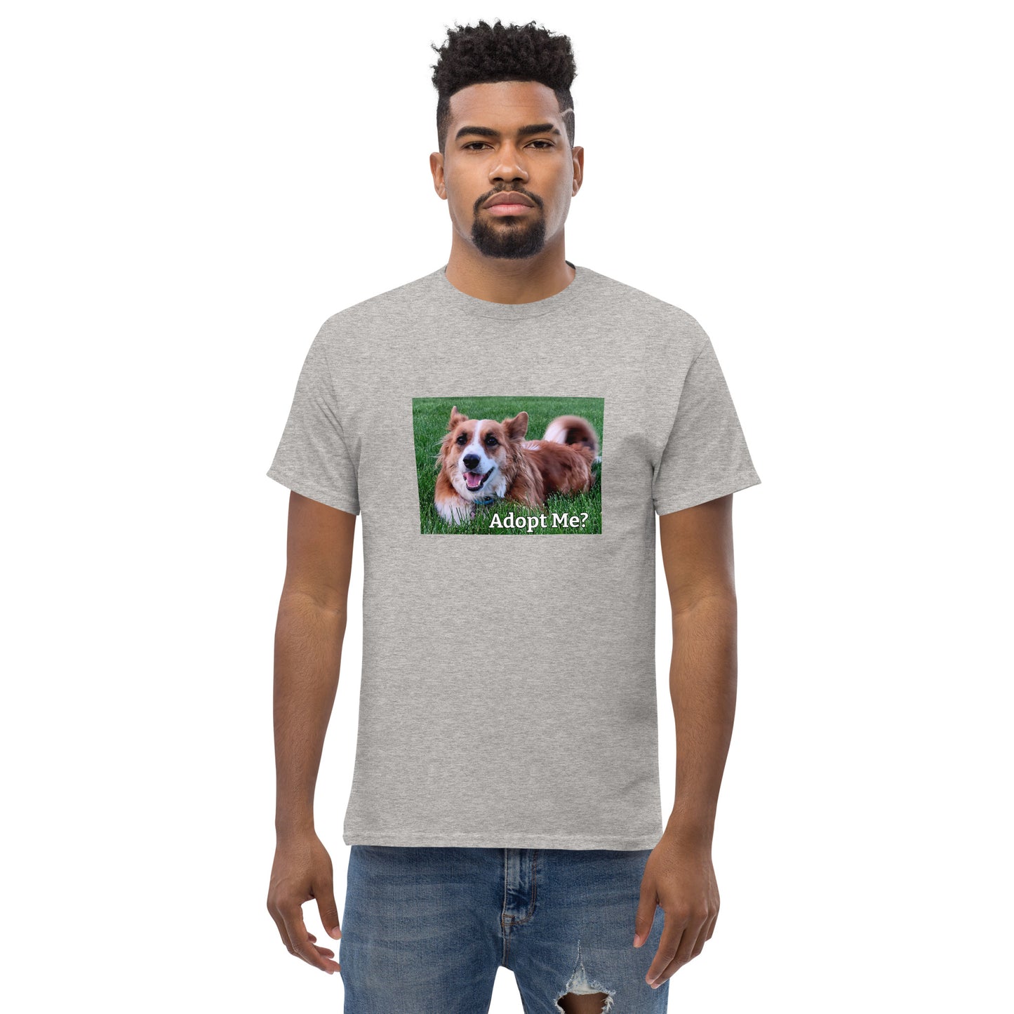 "Adopt Me?" Dog Lover Unisex Cotton classic T-Shirt by Mighty Shirt