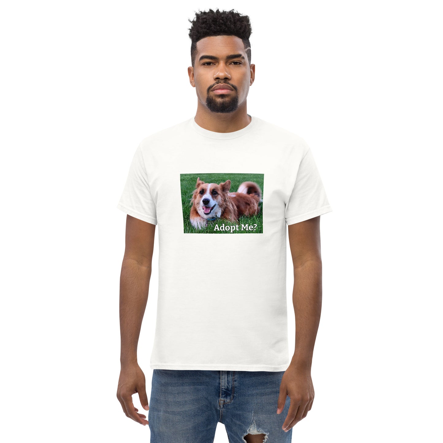 "Adopt Me?" Dog Lover Unisex Cotton classic T-Shirt by Mighty Shirt