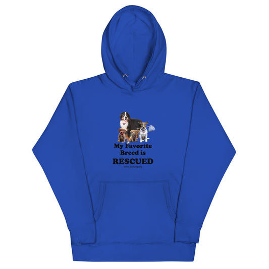 unisex Hoodie dog rescue MightyShirt premium favorite breed rescued