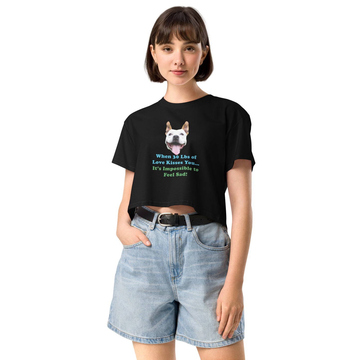 MightyShirt dog love rescue women's cotton crop top