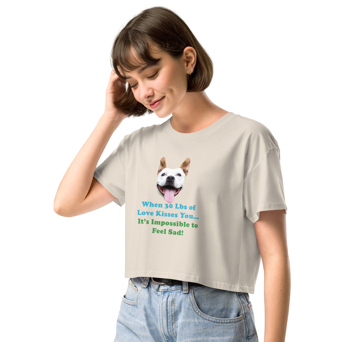 MightyShirt dog love rescue women's cotton crop top