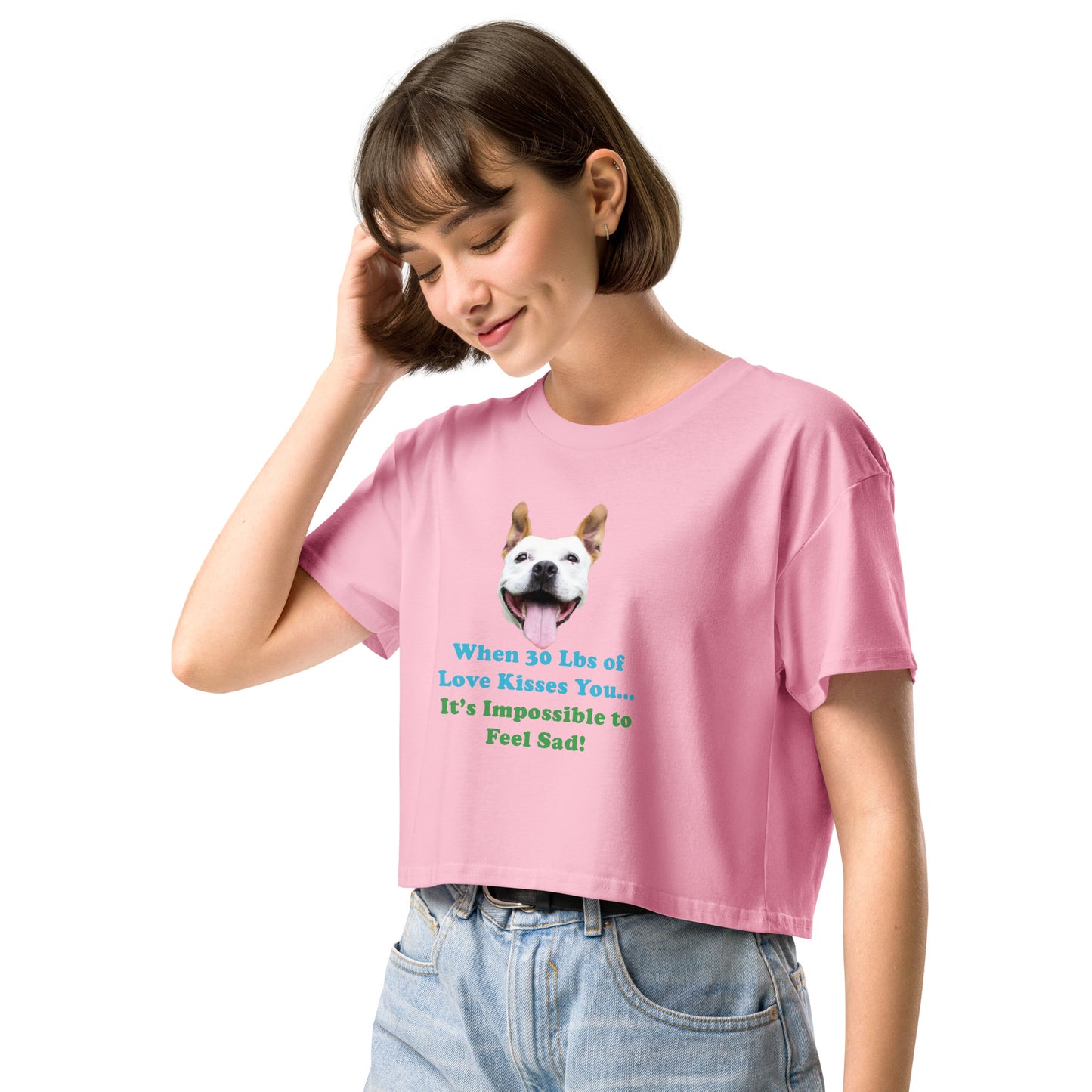 MightyShirt dog love rescue women's cotton crop top