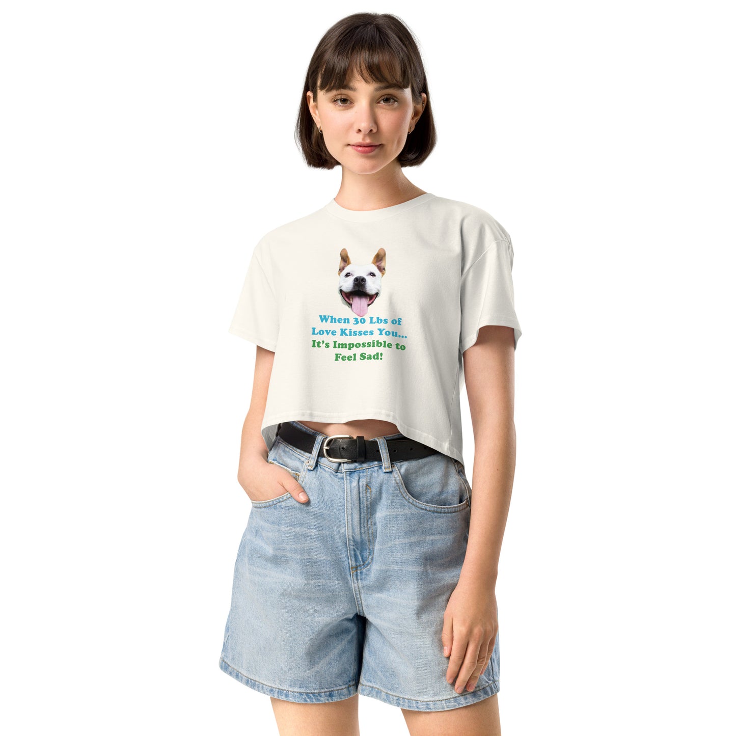 MightyShirt dog love rescue women's cotton crop top