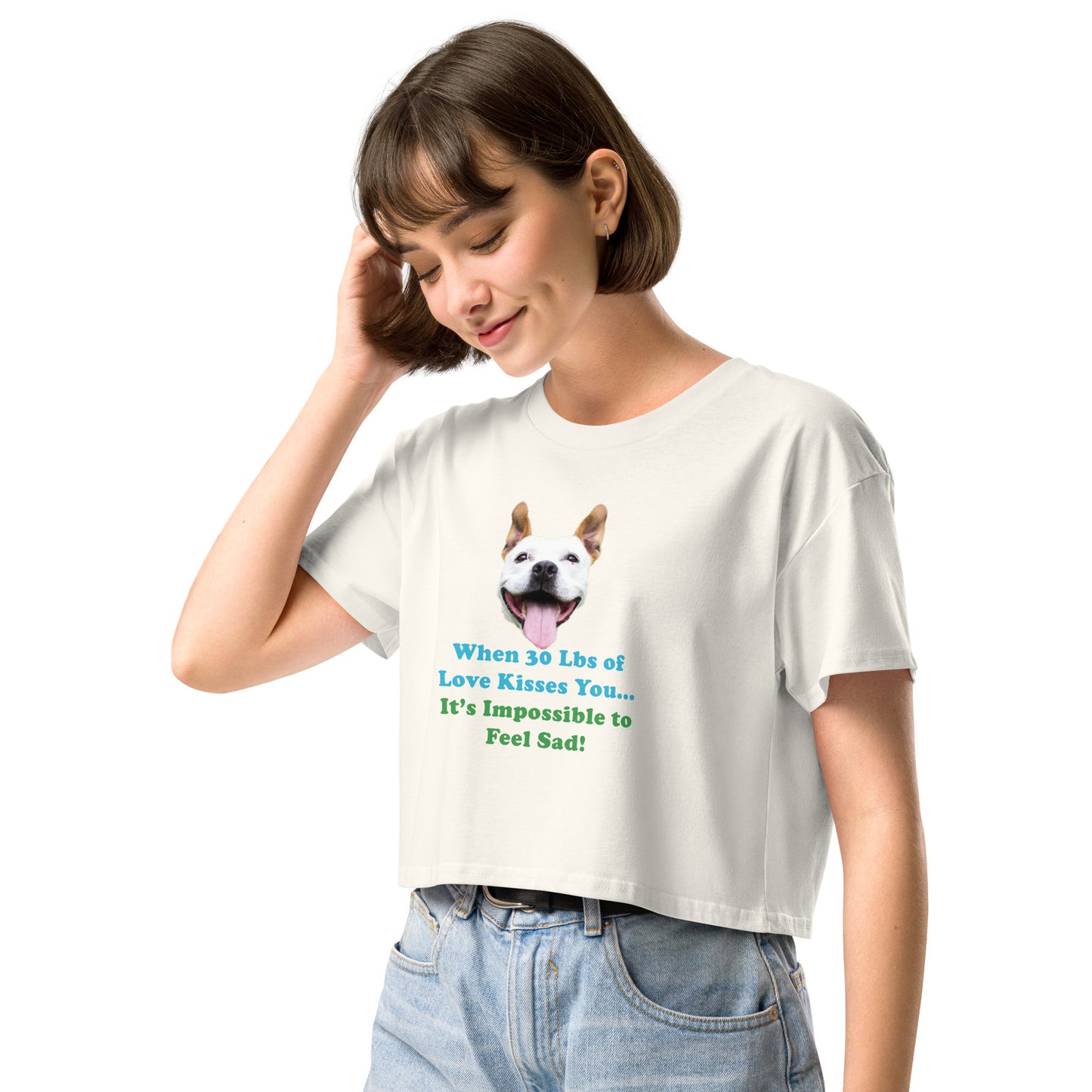 MightyShirt dog love rescue women's cotton crop top