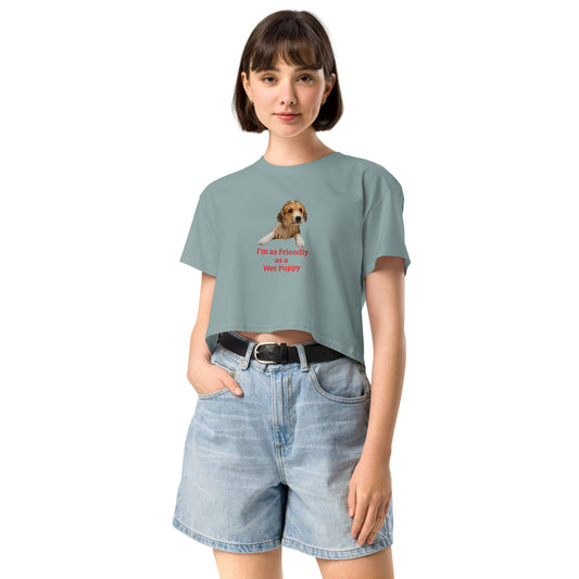 MIghtyShirt wet puppy Dog rescue love 100% Cotton Women’s crop top
