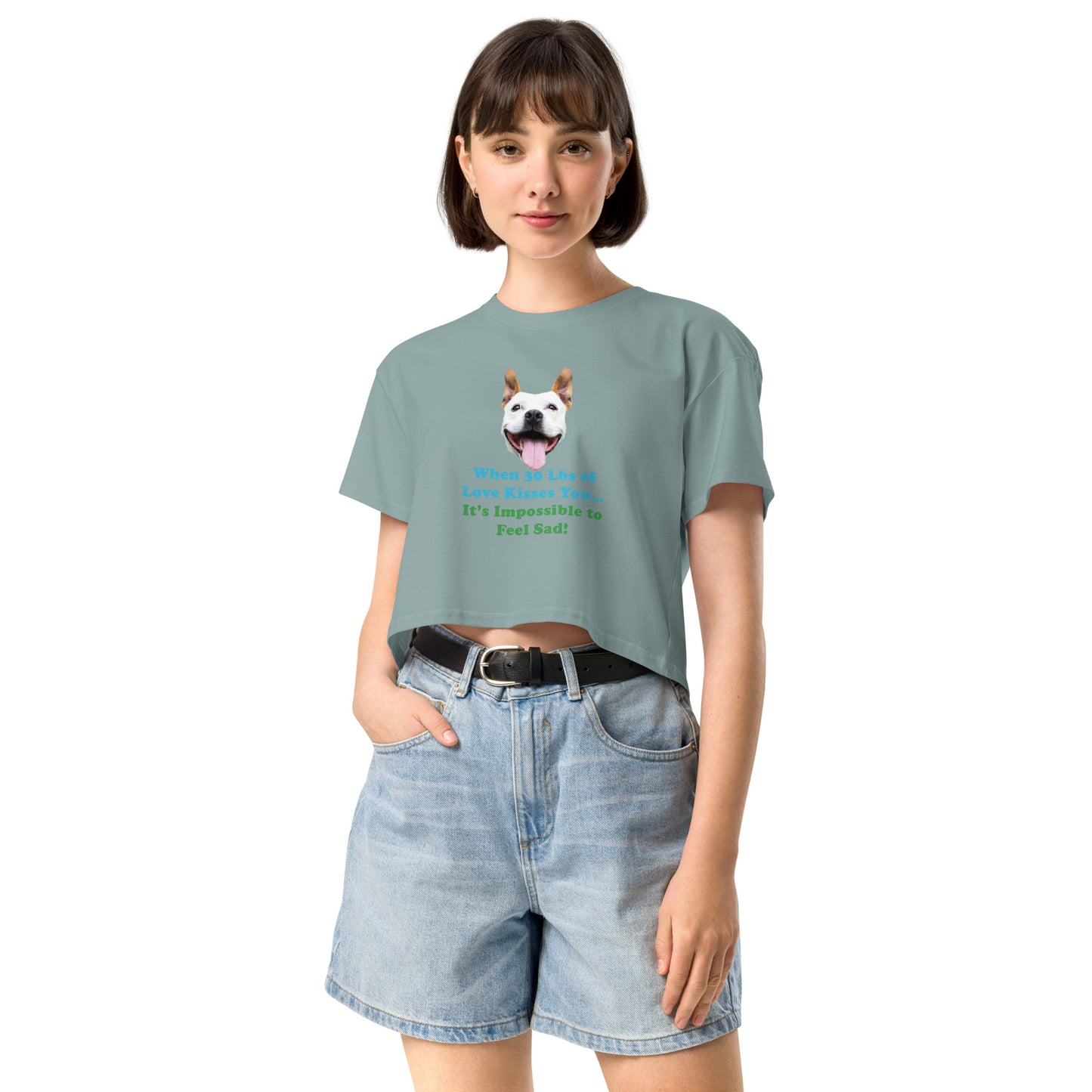 MightyShirt dog love rescue women's cotton crop top