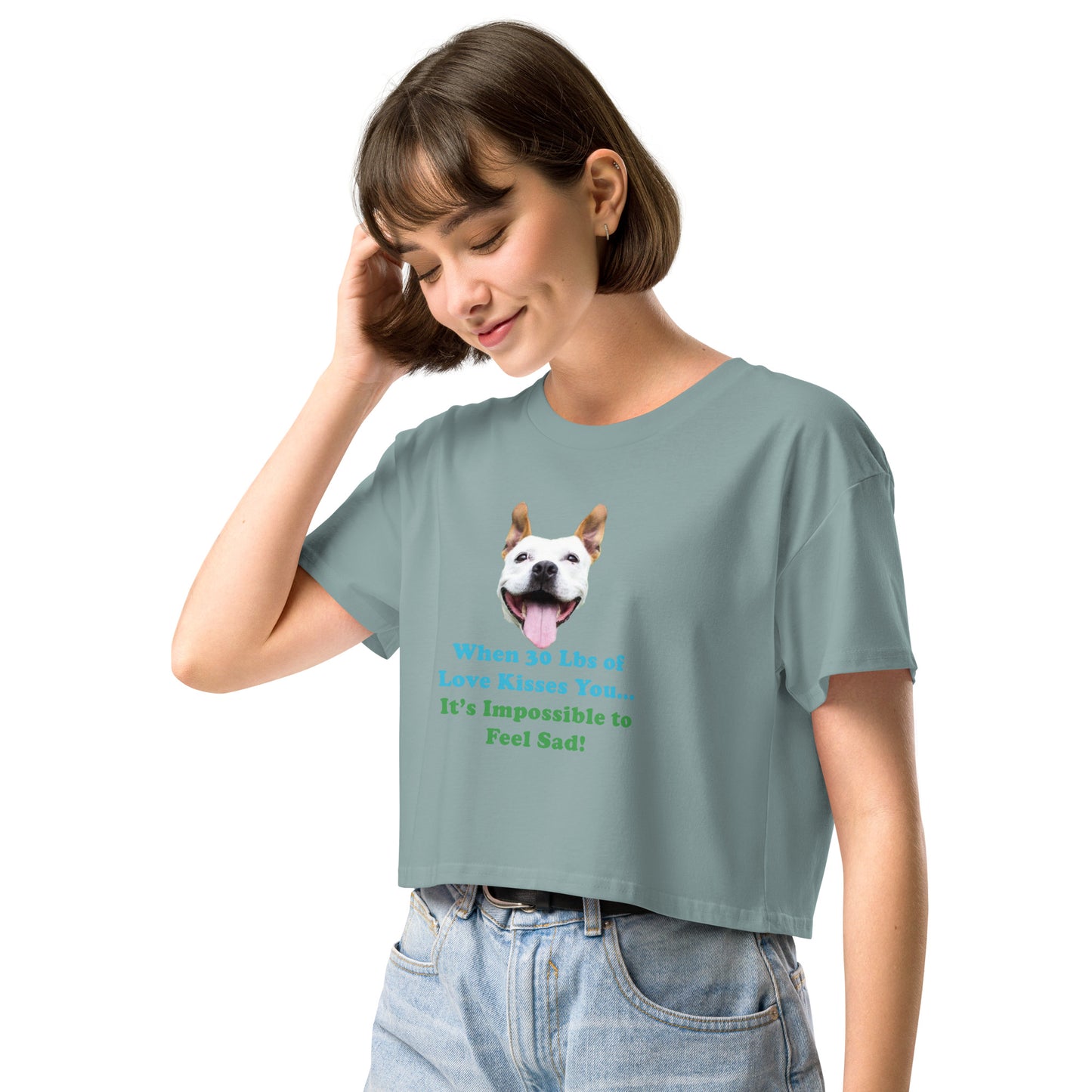 MightyShirt dog love rescue women's cotton crop top