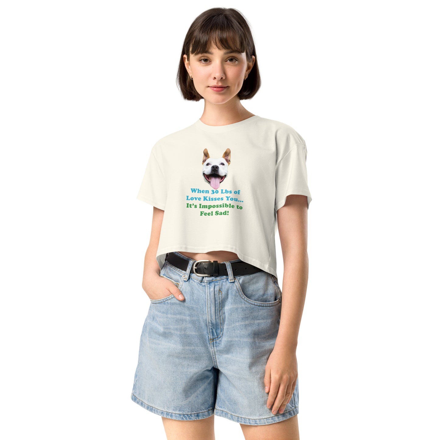 MightyShirt dog love rescue women's cotton crop top