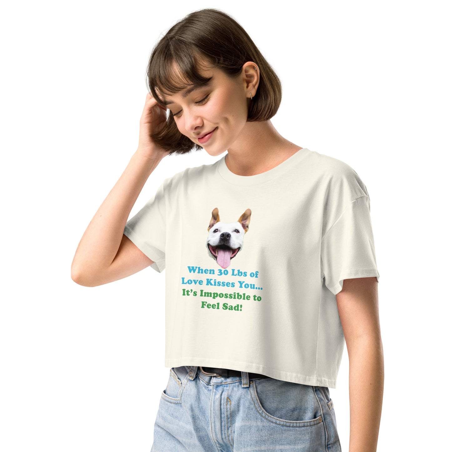 MightyShirt dog love rescue women's cotton crop top