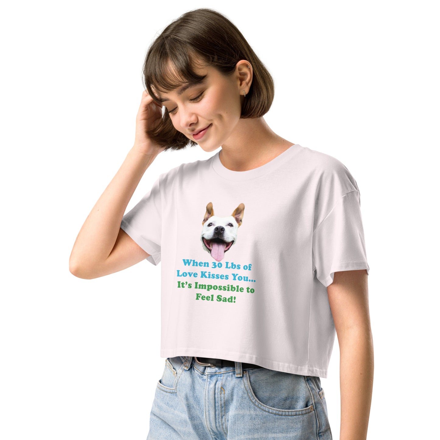 MightyShirt dog love rescue women's cotton crop top