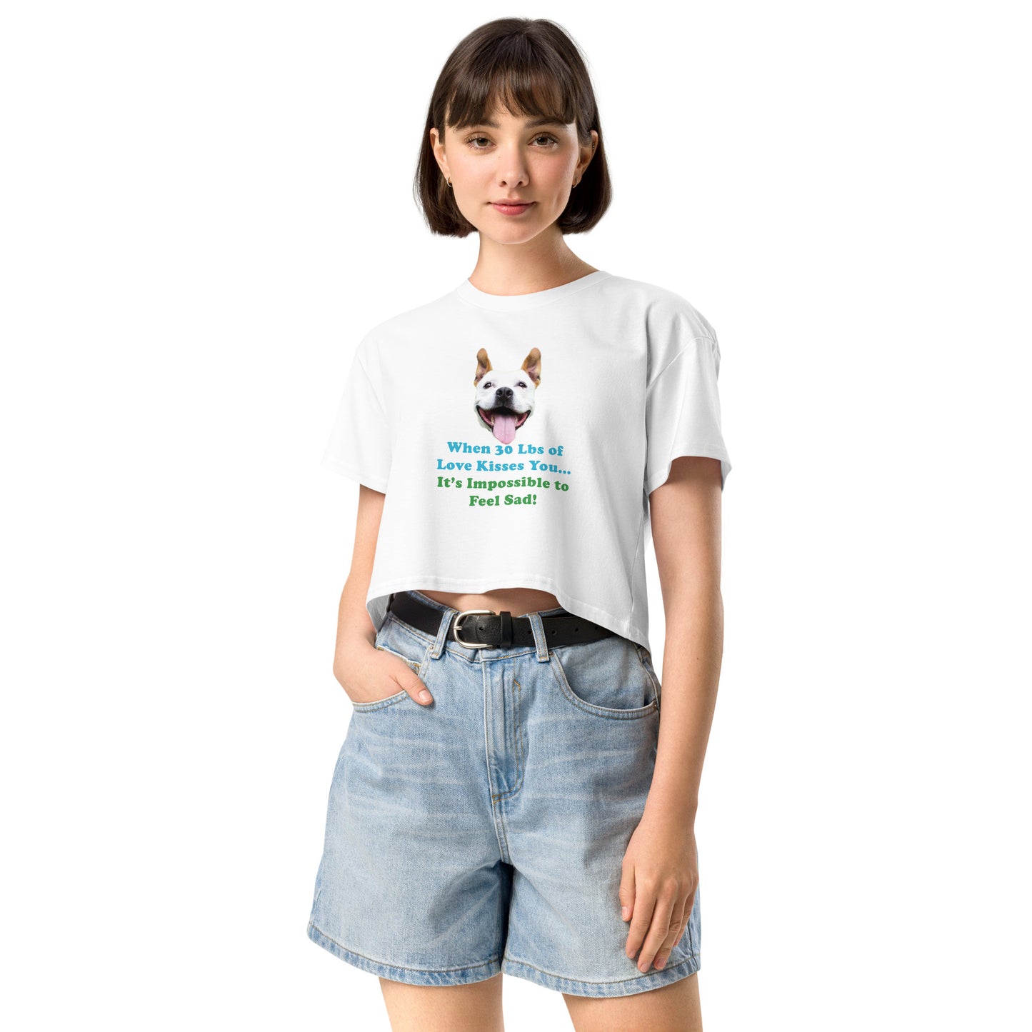 MightyShirt dog love rescue women's cotton crop top