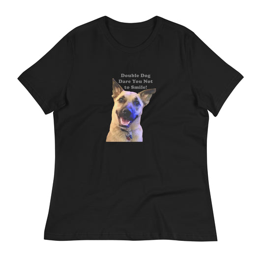 dare smile rescue dog MightyShirt funny women's premium cotton T-Shirt