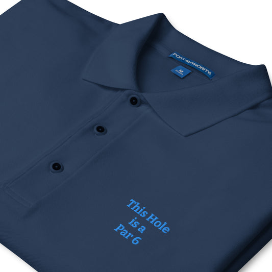 Par 6 funny embroidered golf polo Mighty Shirt