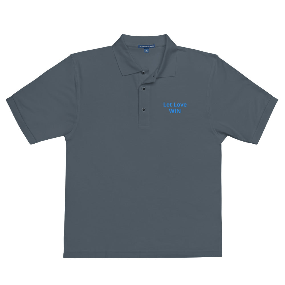 let love win embroidered polo shirt MightyShirt unisex inspire motivate motivational