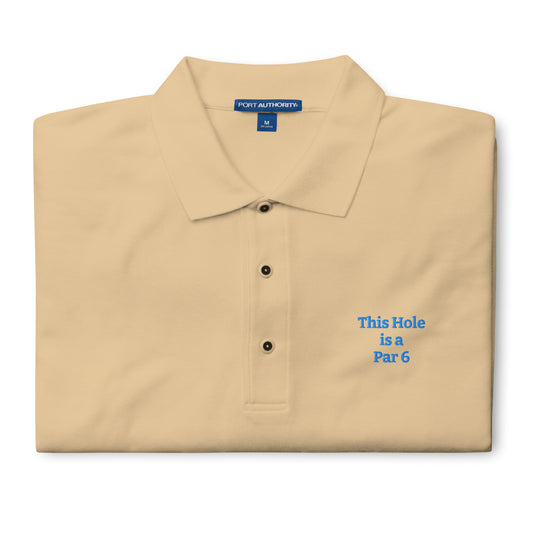 Par 6 funny embroidered golf polo Mighty Shirt