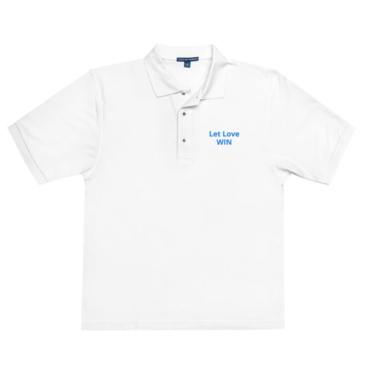 let love win embroidered polo shirt MightyShirt unisex inspire motivate motivational
