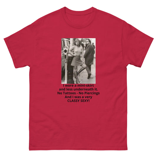I wore a mini-skirt No Tattoos SEXY cotton T-Shirt by Mighty Shirt