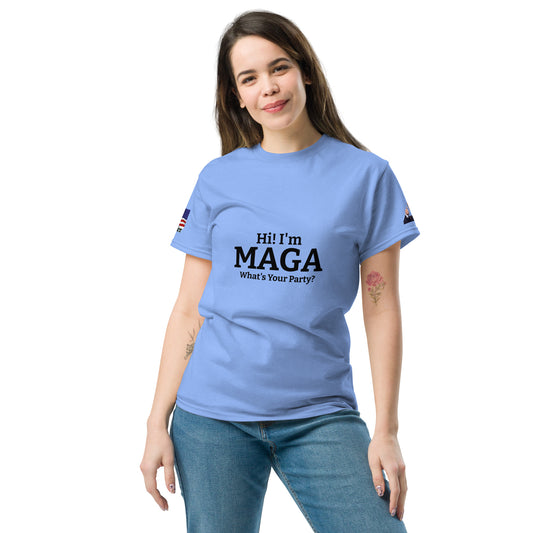 Hi I'm MAGA What's Your Party? premium cotton T-Shirt by MightyShirt