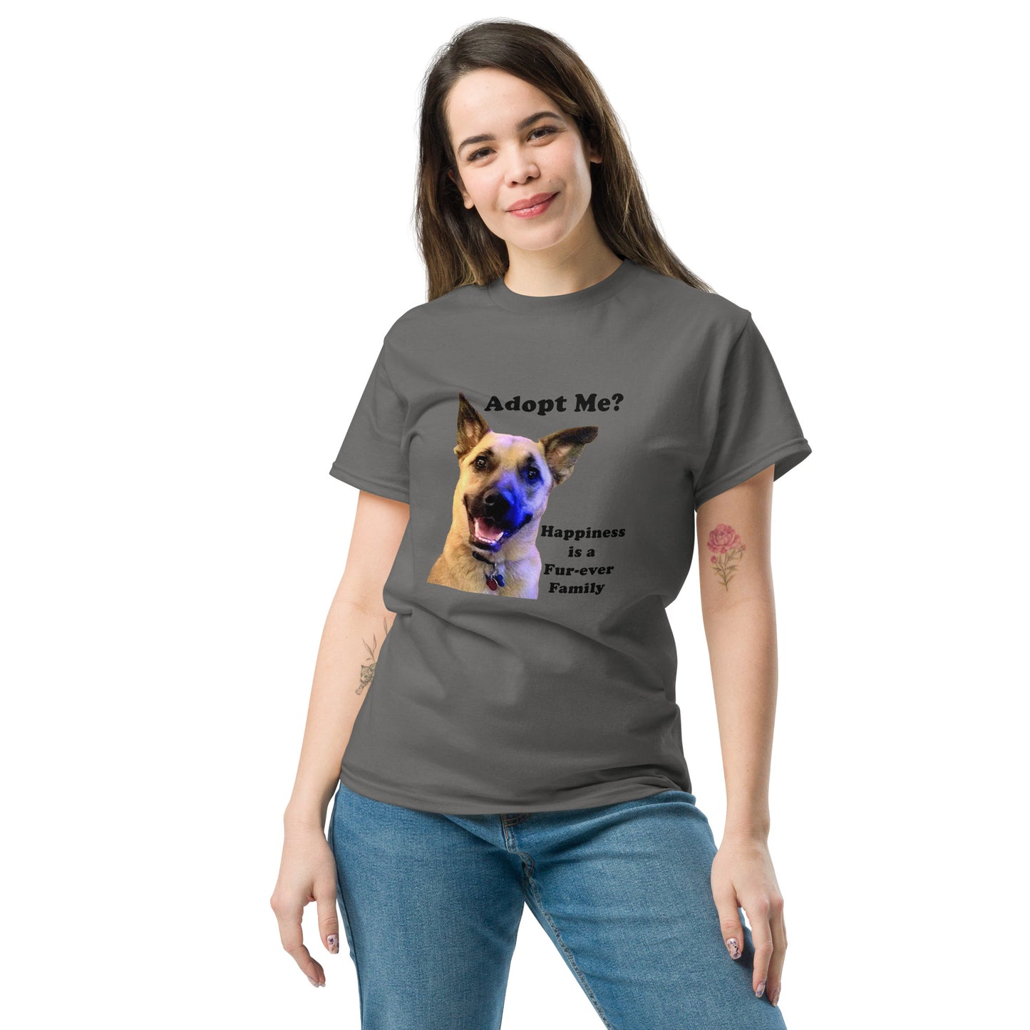 Adopt Cotton Unisex classic T-Shirt Dog Adopt Rescue Love MightyShirt