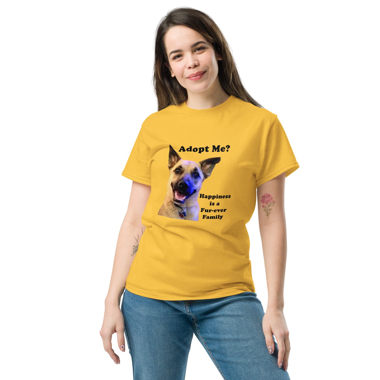 Adopt Cotton Unisex classic T-Shirt Dog Adopt Rescue Love MightyShirt
