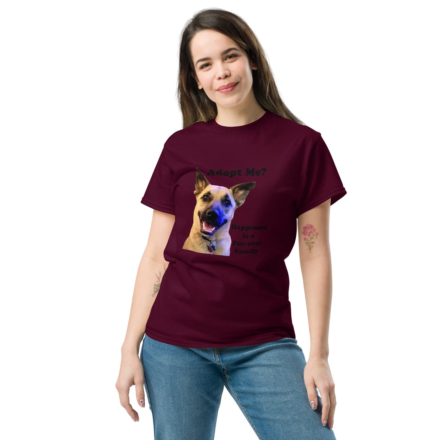 Adopt Cotton Unisex classic T-Shirt Dog Adopt Rescue Love MightyShirt