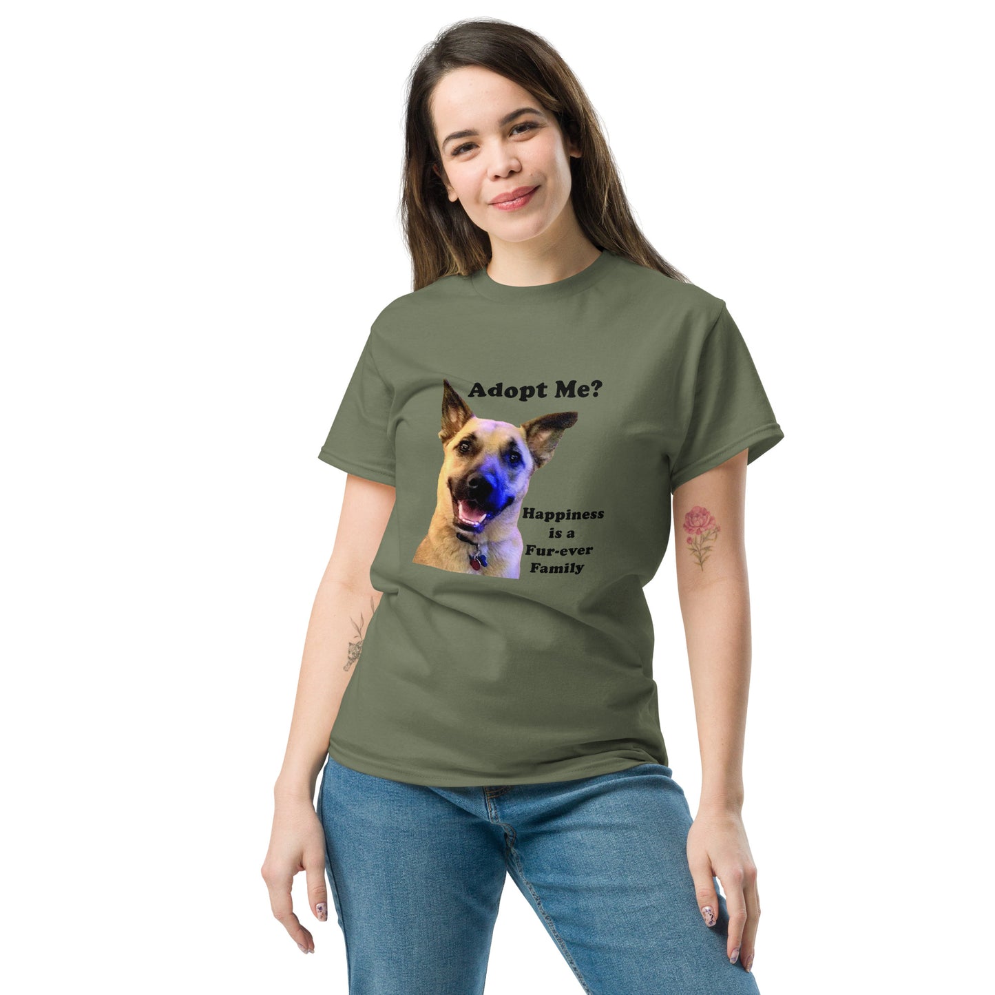 Adopt Cotton Unisex classic T-Shirt Dog Adopt Rescue Love MightyShirt