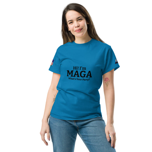 Hi I'm MAGA What's Your Party? premium cotton T-Shirt by MightyShirt