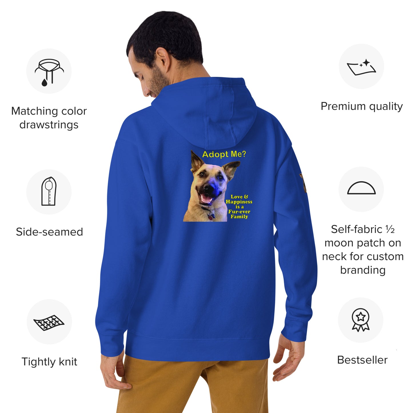 "Adopt Me? Love is a Fur-Ever Home" Premium Unisex Hoodie by Mighty Shirt