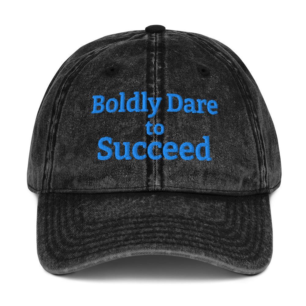 "Boldly Dare to Succeed" Vintage Cotton Twill Cap by Mighty Shirt
