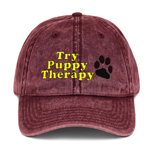 Puppy Therapy adopt dog rescue Vintage Cotton Twill Cap MightyShirt