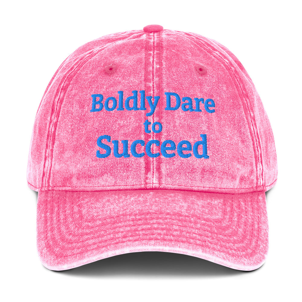"Boldly Dare to Succeed" Vintage Cotton Twill Cap by Mighty Shirt
