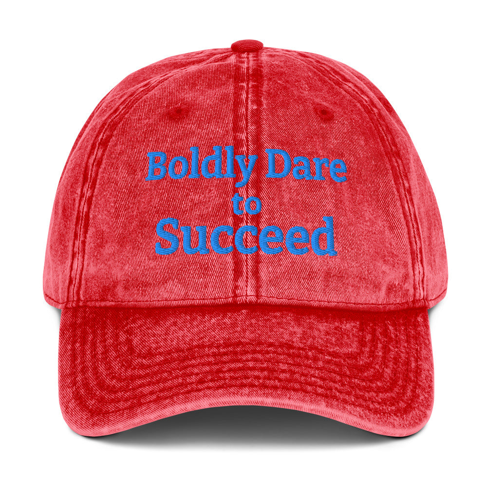 "Boldly Dare to Succeed" Vintage Cotton Twill Cap by Mighty Shirt