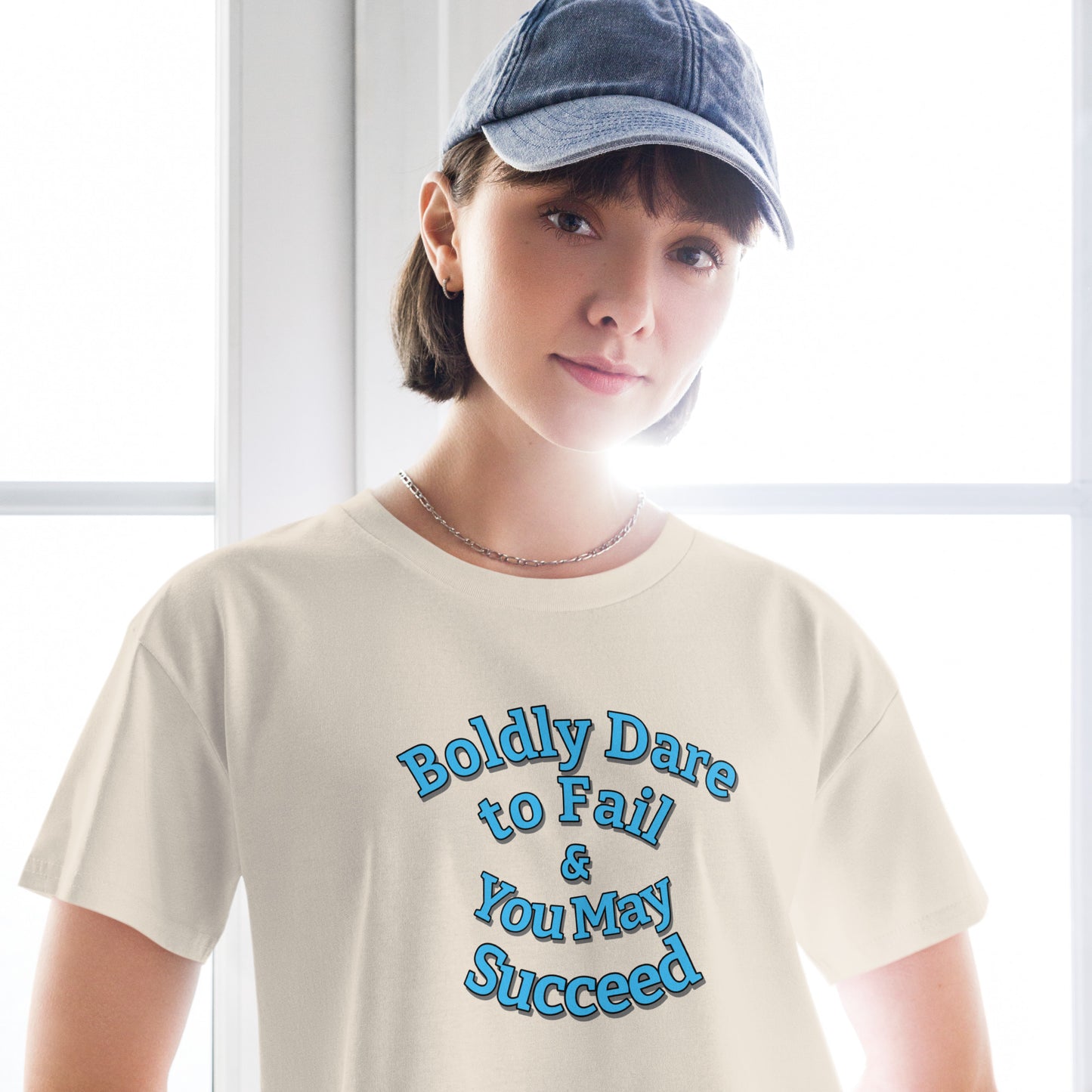 "Boldly Dare to Fail" 100% Cotton Women’s crop top by Mighty Shirt