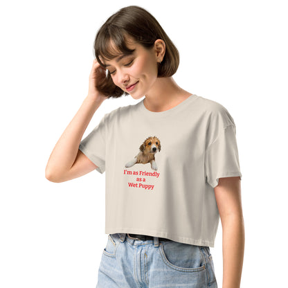 MIghtyShirt  wet puppy Dog rescue love 100% Cotton Women’s crop top