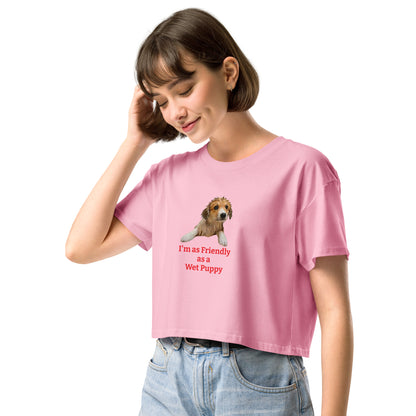 MIghtyShirt  wet puppy Dog rescue love 100% Cotton Women’s crop top