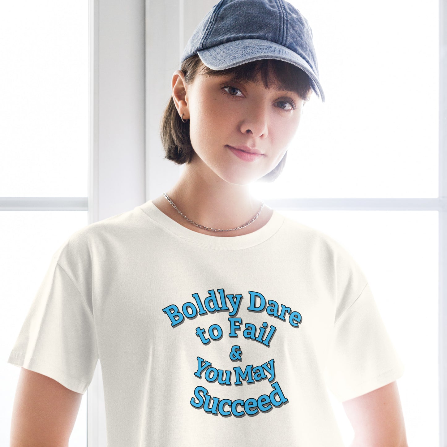 "Boldly Dare to Fail" 100% Cotton Women’s crop top by Mighty Shirt
