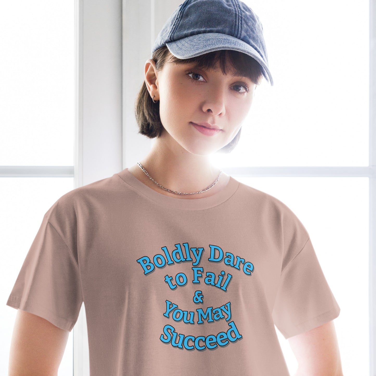"Boldly Dare to Fail" 100% Cotton Women’s crop top by Mighty Shirt