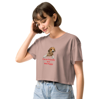 MIghtyShirt  wet puppy Dog rescue love 100% Cotton Women’s crop top
