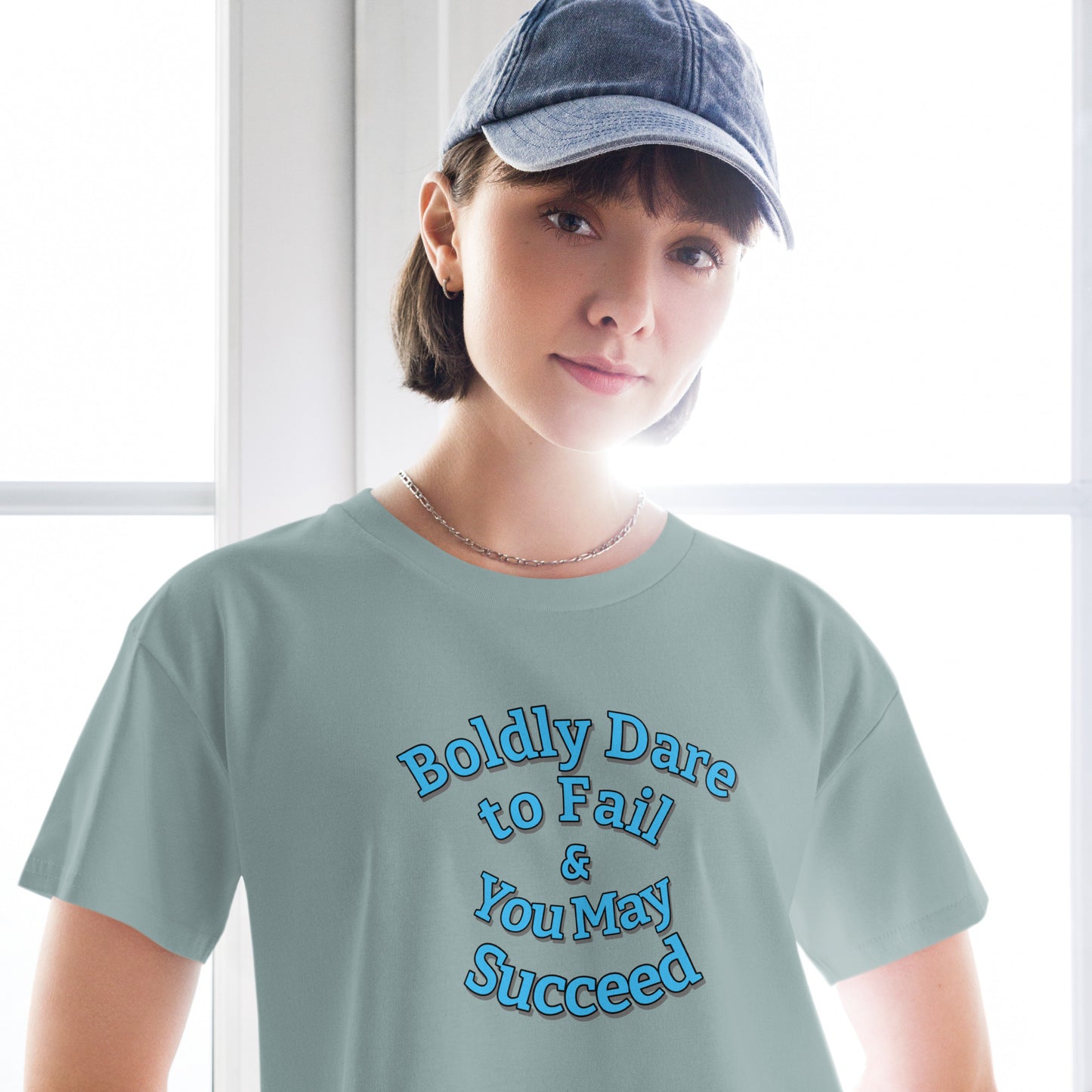 "Boldly Dare to Fail" 100% Cotton Women’s crop top by Mighty Shirt