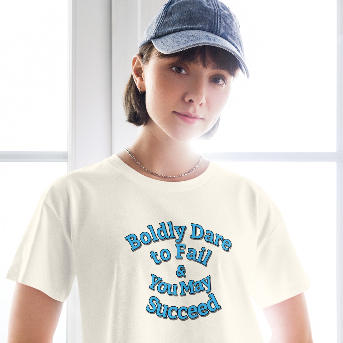 "Boldly Dare to Fail" 100% Cotton Women’s crop top by Mighty Shirt