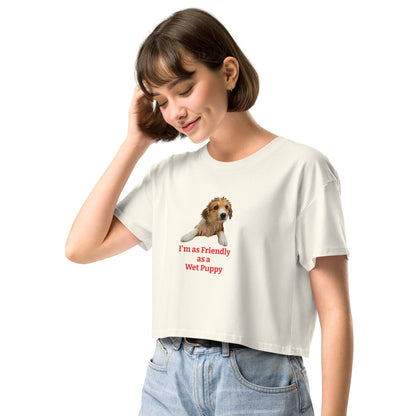 MIghtyShirt  wet puppy Dog rescue love 100% Cotton Women’s crop top
