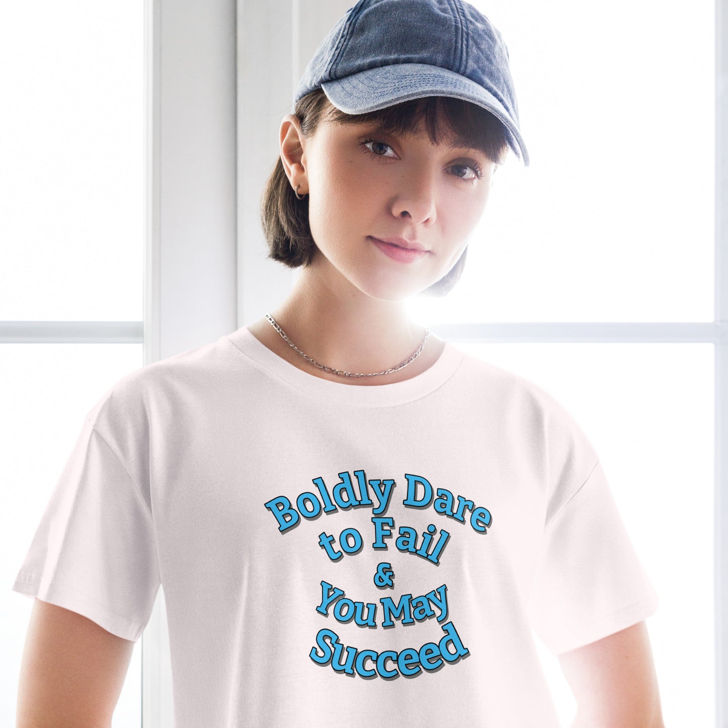 "Boldly Dare to Fail" 100% Cotton Women’s crop top by Mighty Shirt