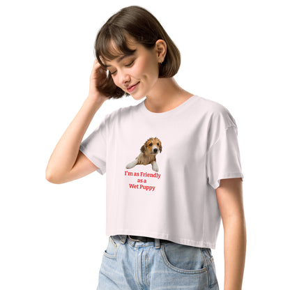 MIghtyShirt  wet puppy Dog rescue love 100% Cotton Women’s crop top